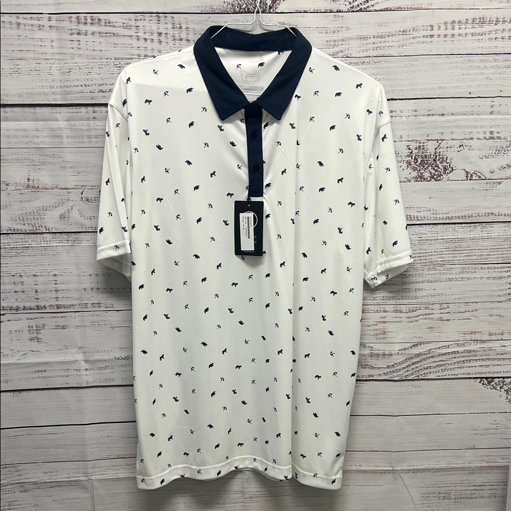 NWT Swannies Golf Shirt with Navy Collar
